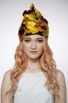 Turban hat hijab of yellow floral silk