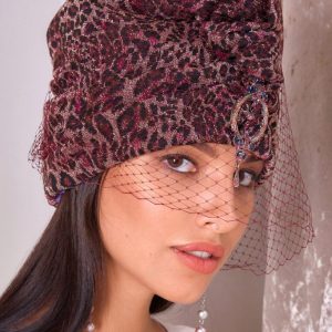 Turban hat hijab of leopard jersey with veil